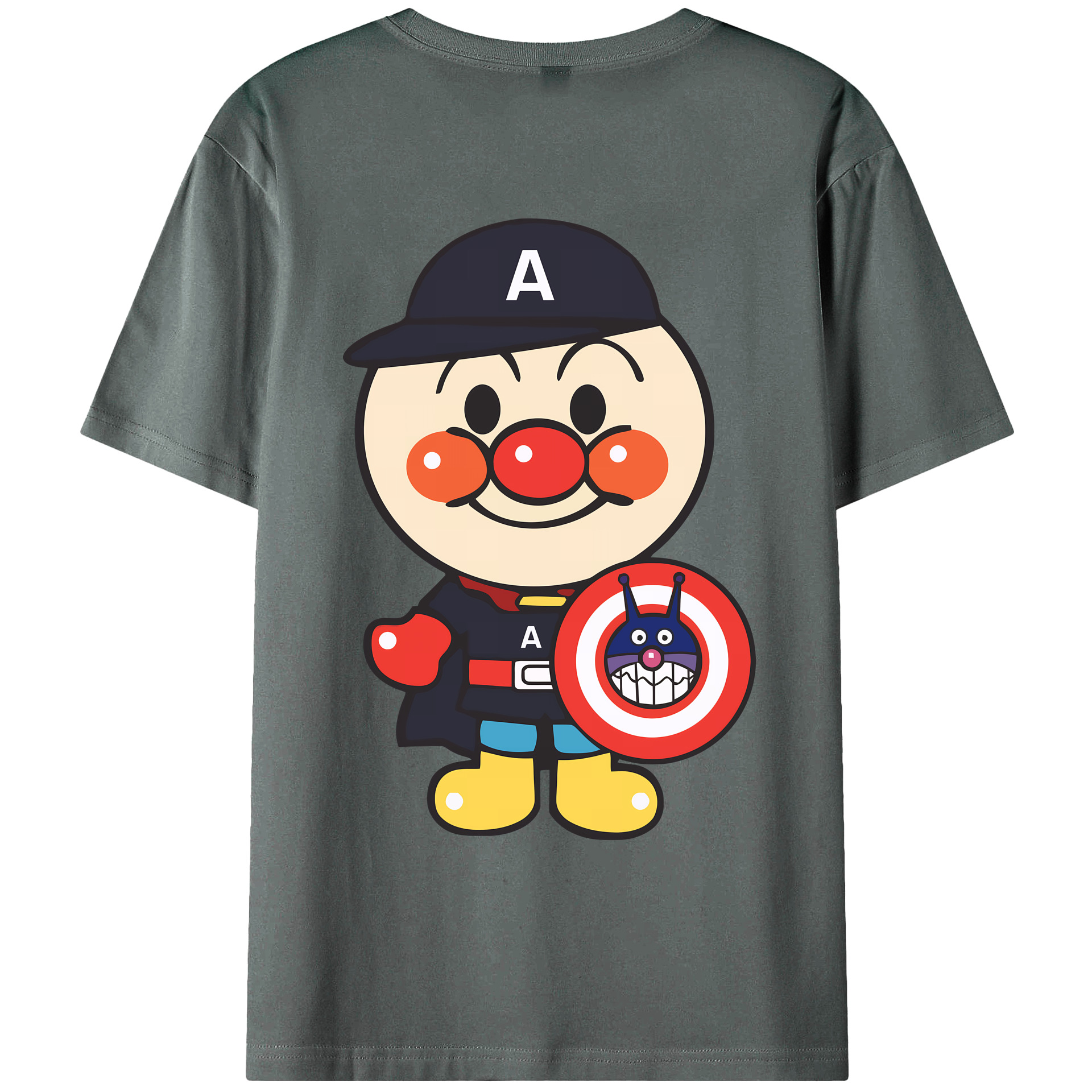 （画像用） アンパンマン Anpanman 綿100％ メンズ半袖Tシャツ（バックプリント） 通気性